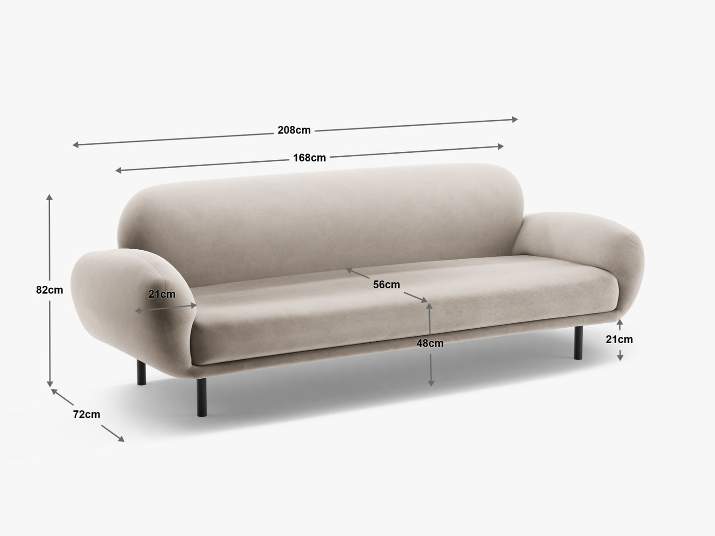 Sofa Samt Schwarz Poppy — Ansicht 5
