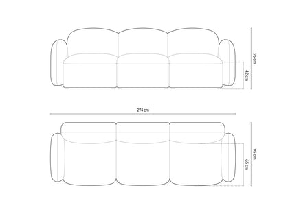 Sofa Chenille Anthrazit Blair — Maße und Details