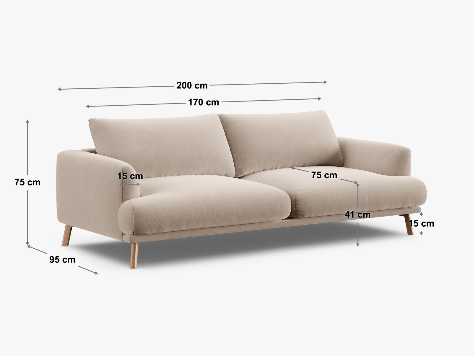 Sofa Strukturstoff Beige Naomi — Ansicht 4