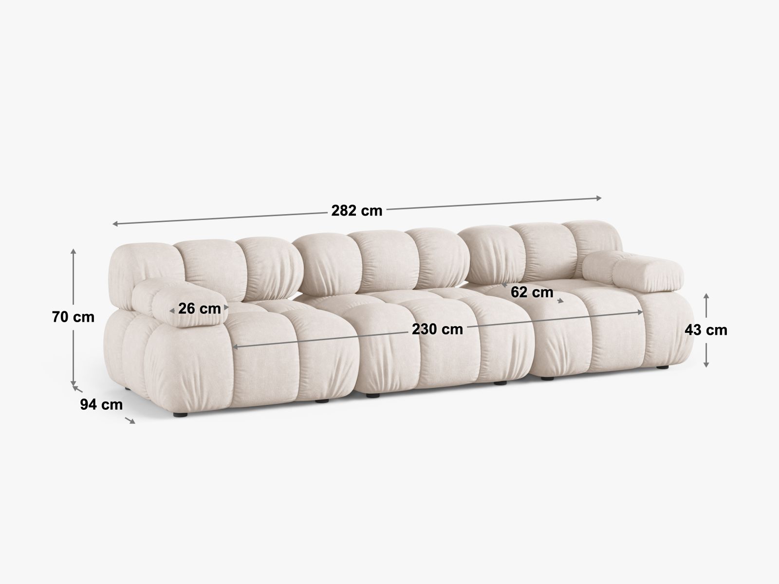 Sofa Samt Beige Bellis — Ansicht 4