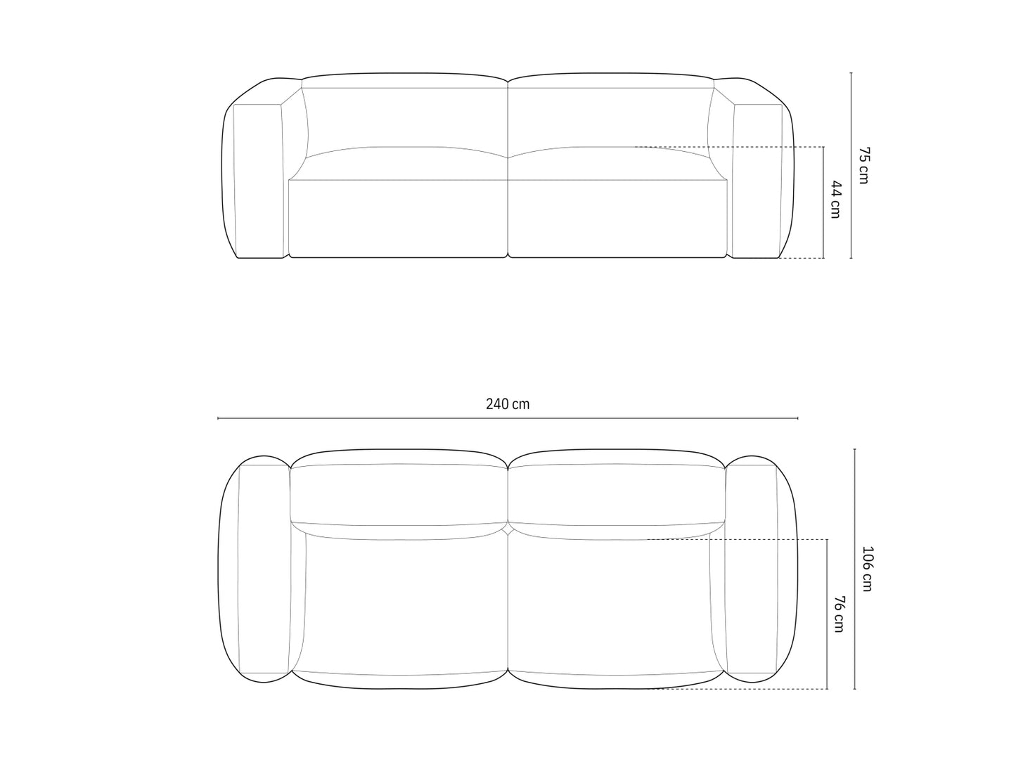 Sofa Bouclé Anthrazit Martina — Ansicht 5
