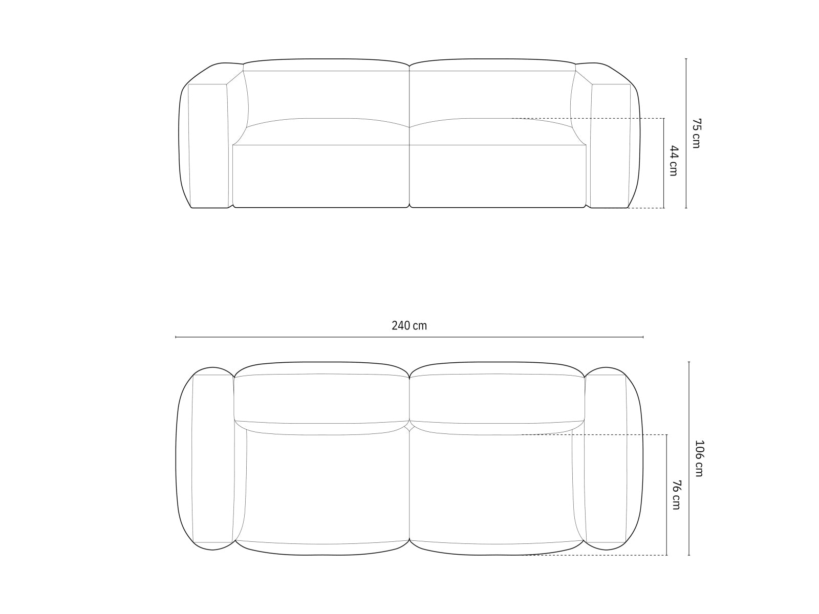 Sofa Bouclé Anthrazit Martina — Ansicht 5