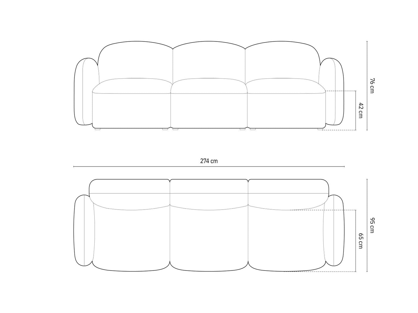 Sofa Strukturstoff Blue Melange Blair — Maße und Details