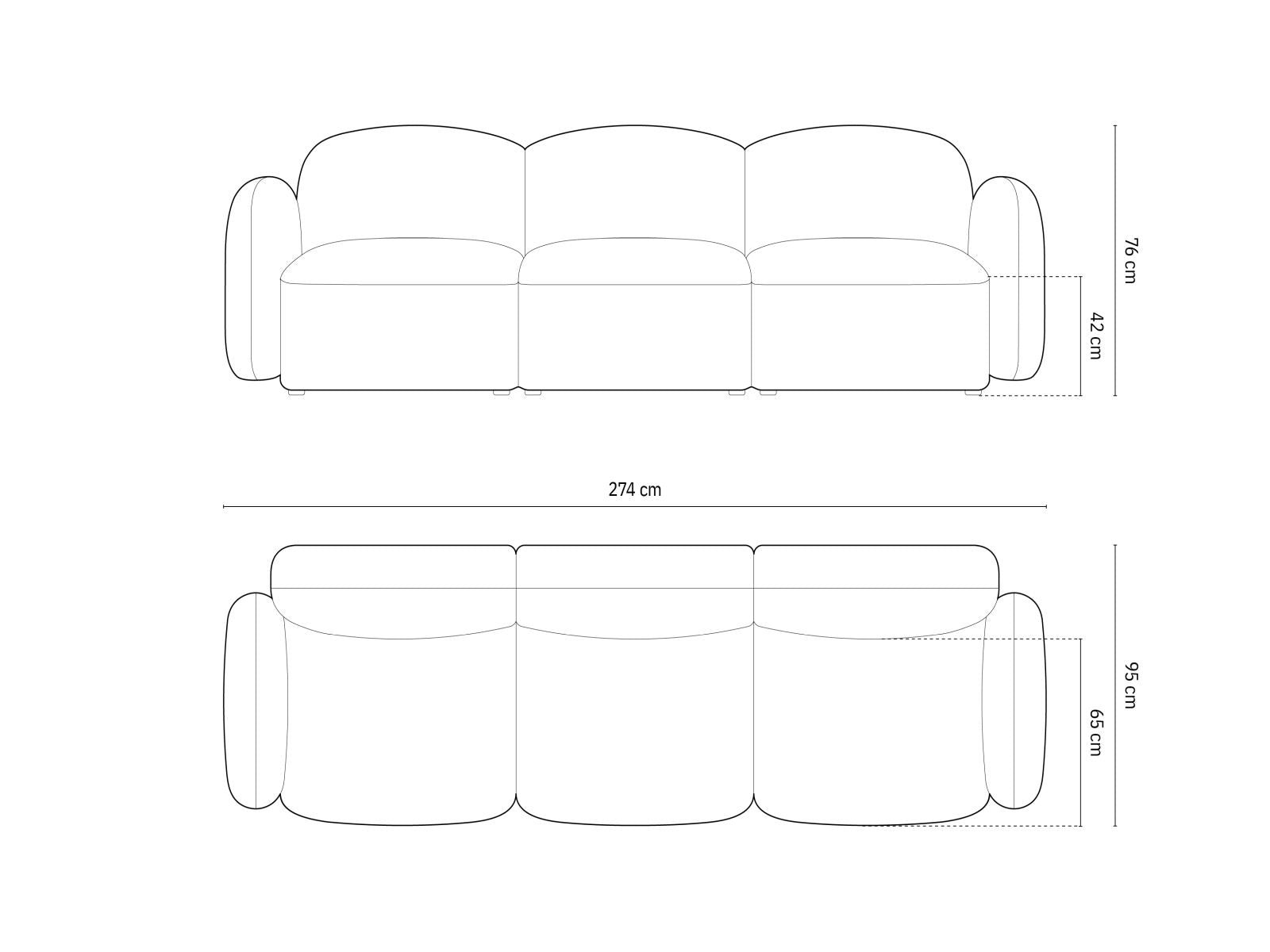 Sofa Strukturstoff Blue Melange Blair — Maße und Details