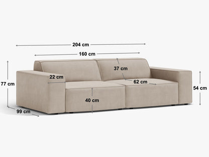 Sofa Samt Schwarz Jodie — Maße und Details