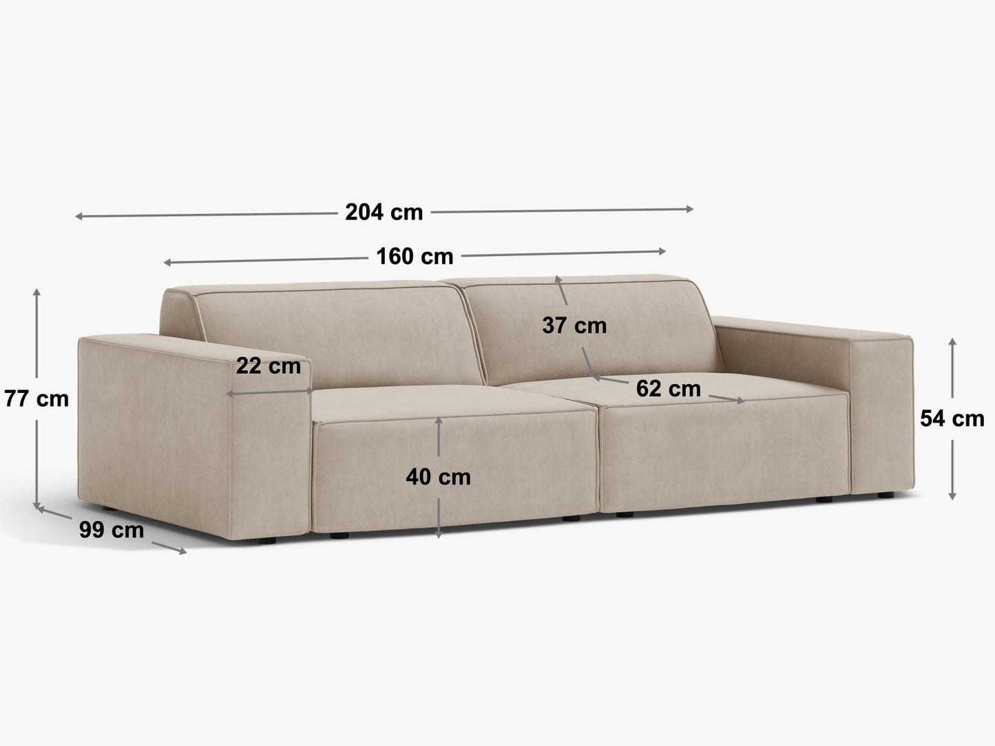 Sofa Strukturstoff Schwarz Jodie — Ansicht 6