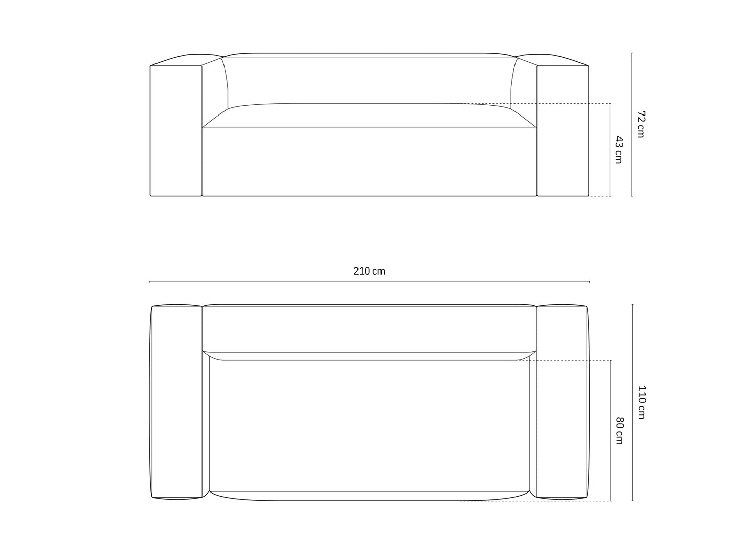 Sofa Samt Beige Nuria — Ansicht 4