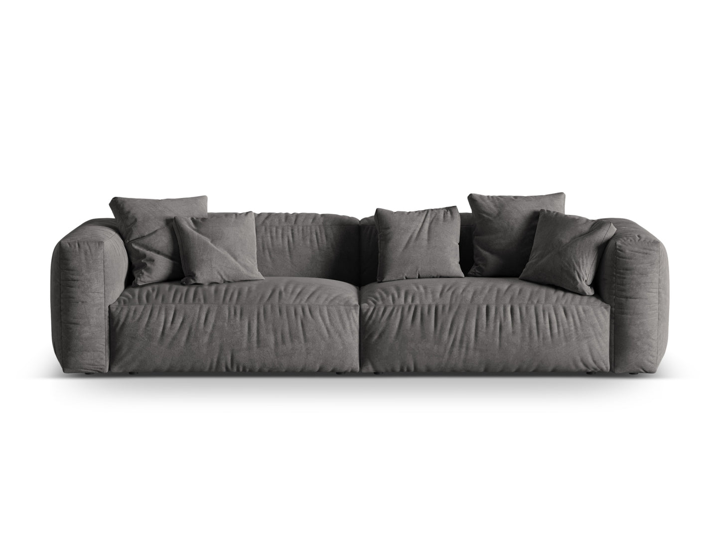 Sofa Samt Dunkelbeige Martina — Grey