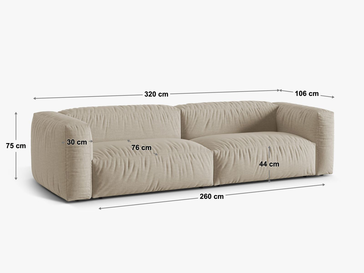 Sofa Strukturstoff Schwarz Martina — Ansicht 4