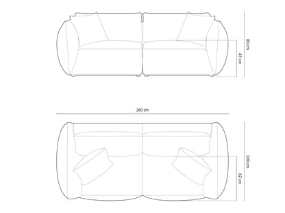 Sofa Samt Grau Chris — Maße und Details