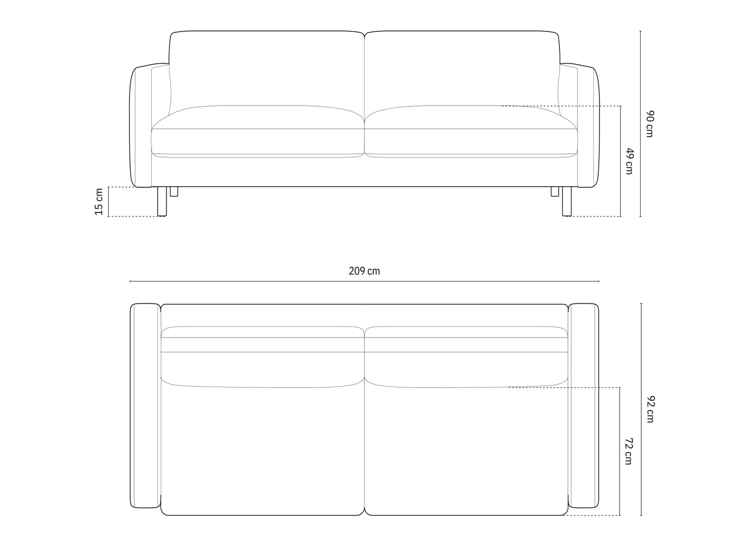 Sofa Strukturstoff Beige Melange Eden — Ansicht 4