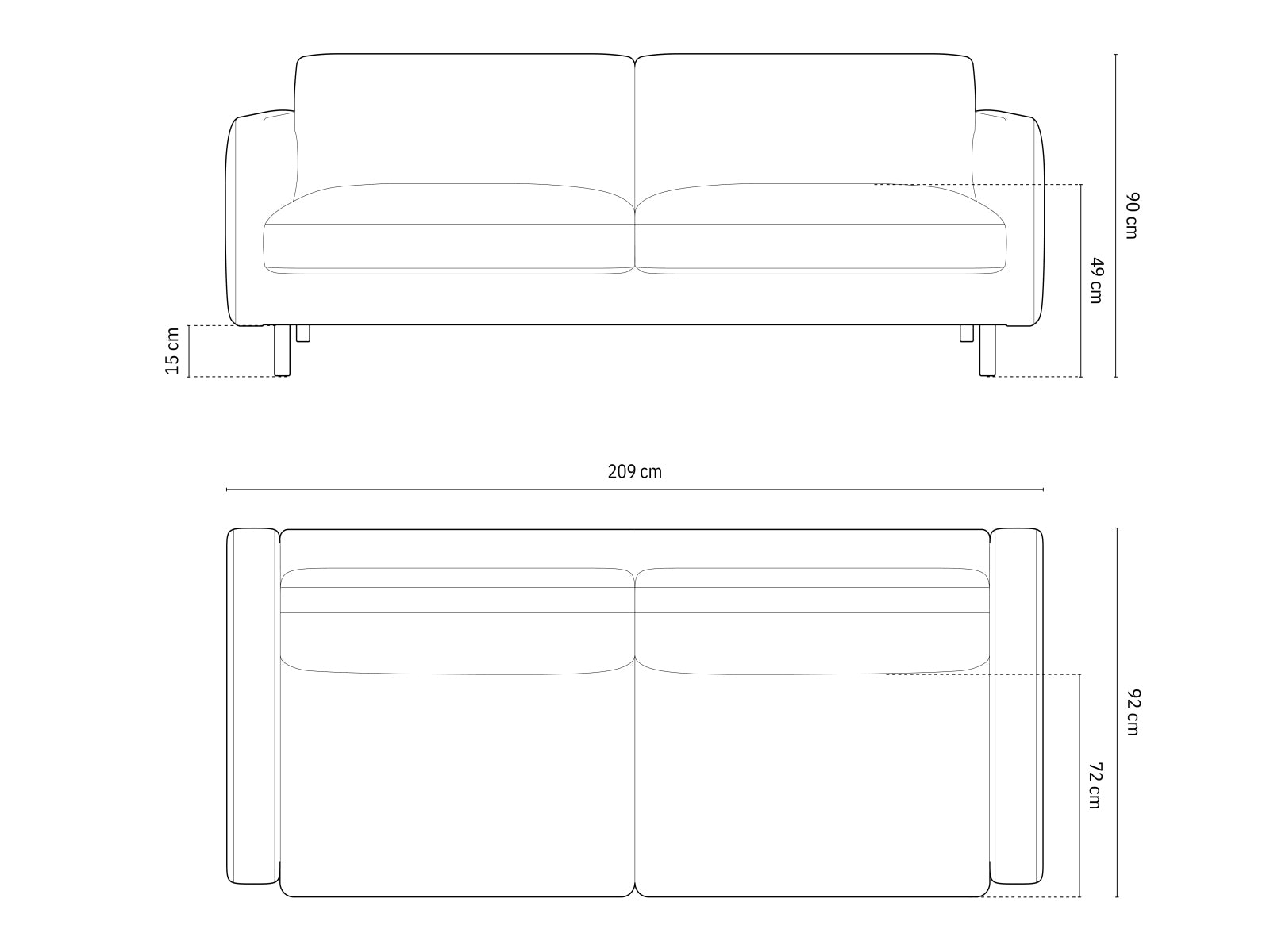 Sofa Strukturstoff Beige Melange Eden — Ansicht 4