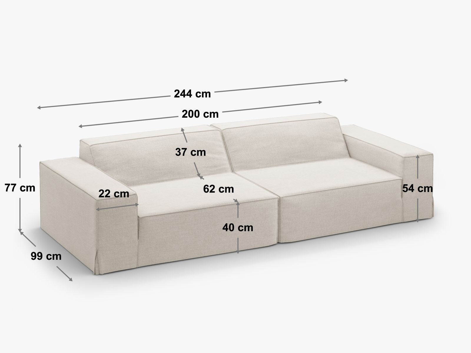 Sofa Strukturstoff Beige Jodie — Ansicht 6