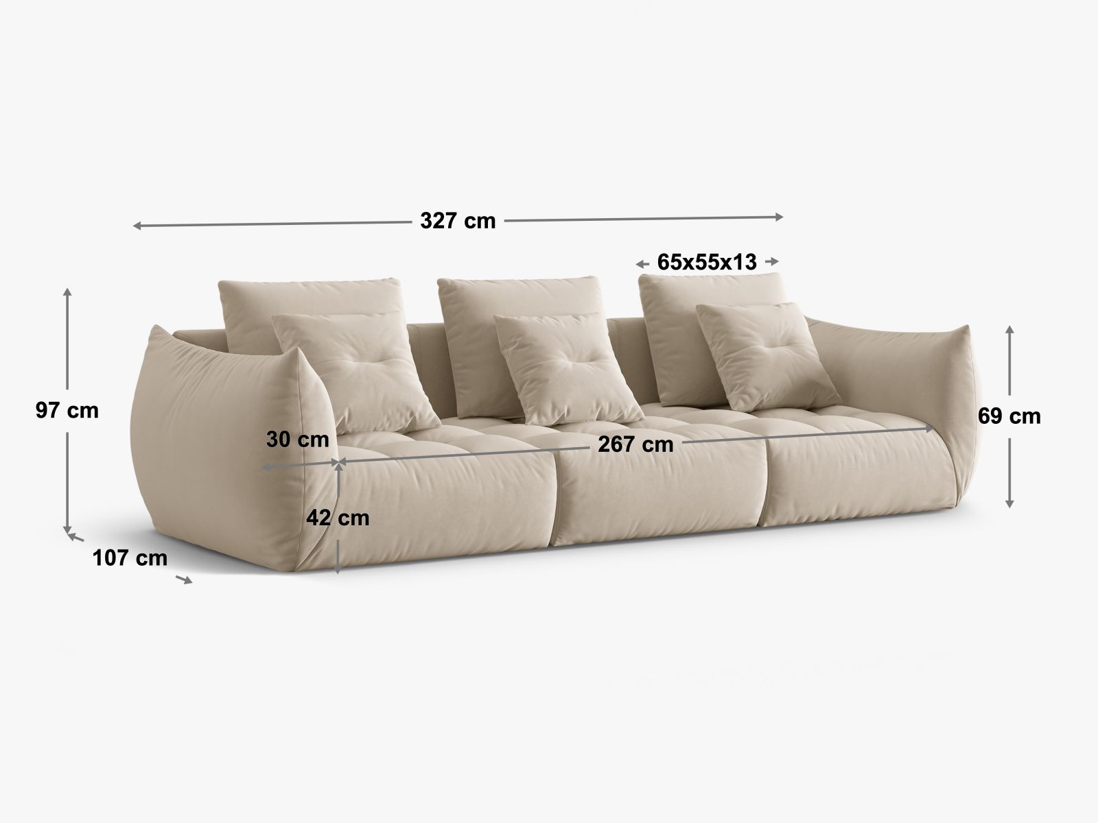 Sofa Strukturstoff Dunkelbeige Bloom — Ansicht 4