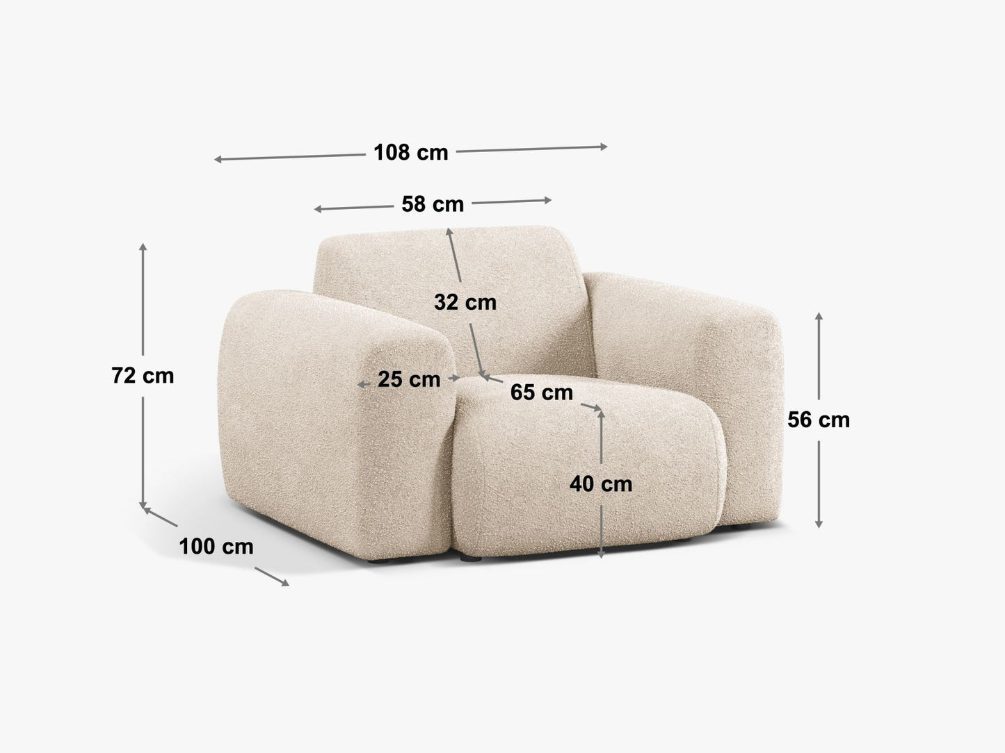 Sessel Bouclé Beige Molino — Ansicht 4