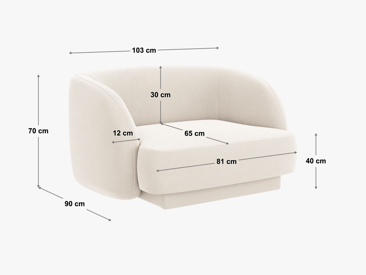 Sessel Chenille Beige Miley — Ansicht 4