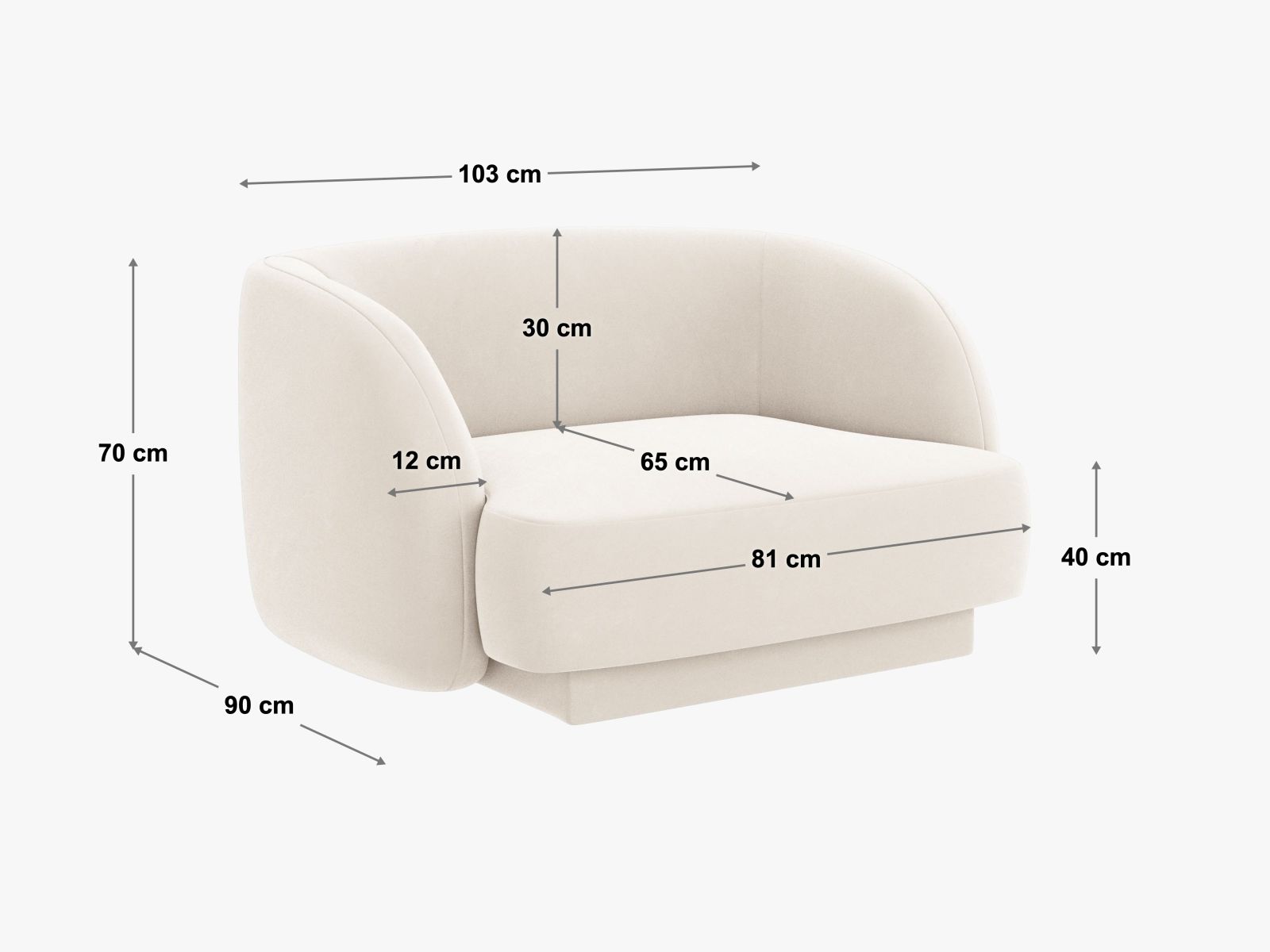Sessel Chenille Beige Miley — Ansicht 4