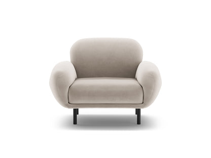 Sessel Samt Schwarz Poppy — Light Beige