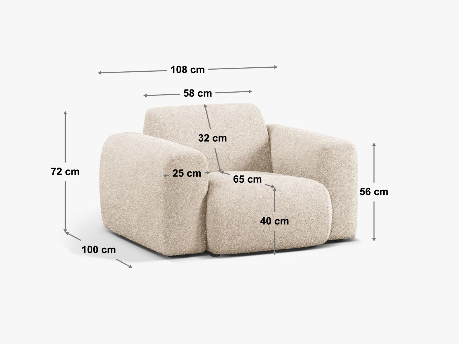 Sessel Chenille Anthrazit Molino — Ansicht 4