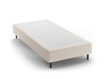 Bettgestell Strukturstoff Beige Whale — White / Black Metal