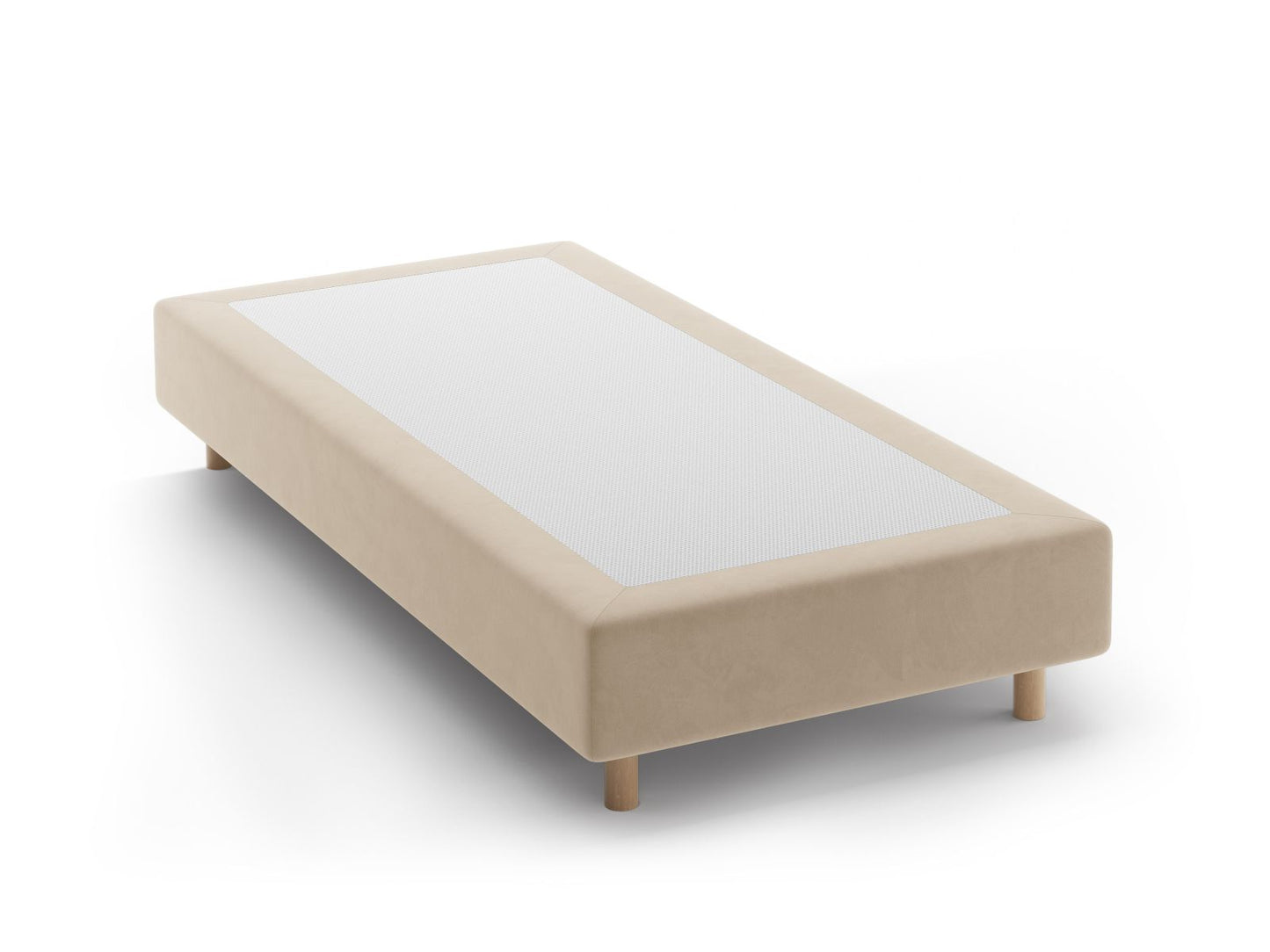 Bettgestell Samt Beige Whale — Nude / Natural Beech Wood