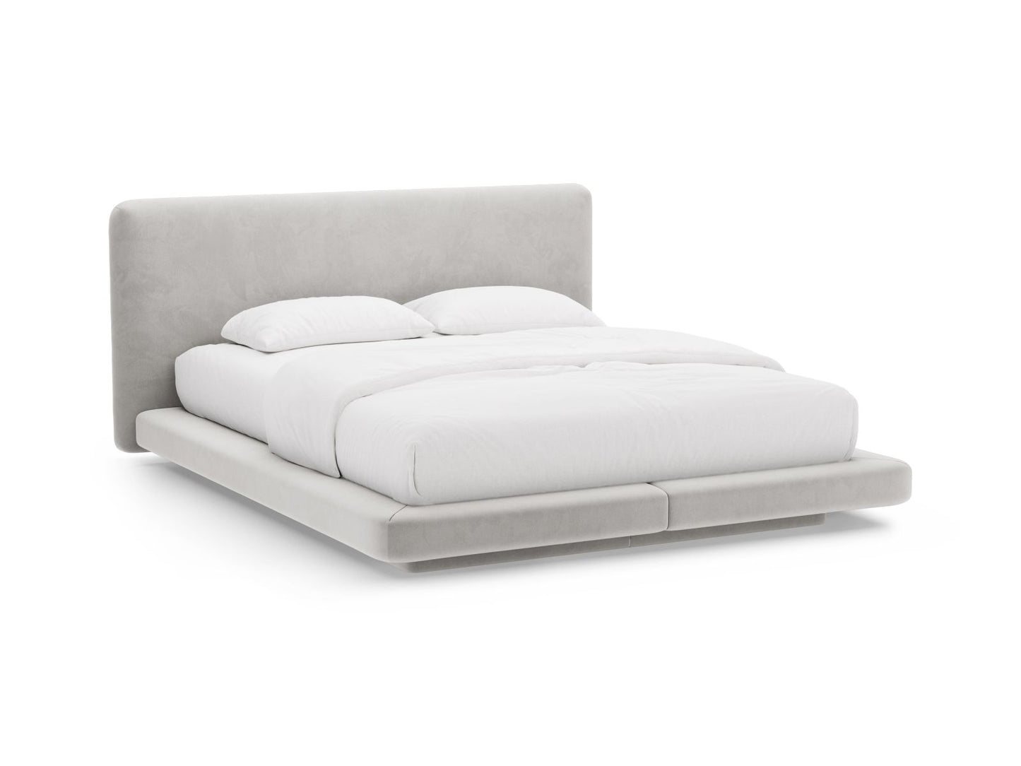 Bett Samt Almond Beige Linea — Light Grey