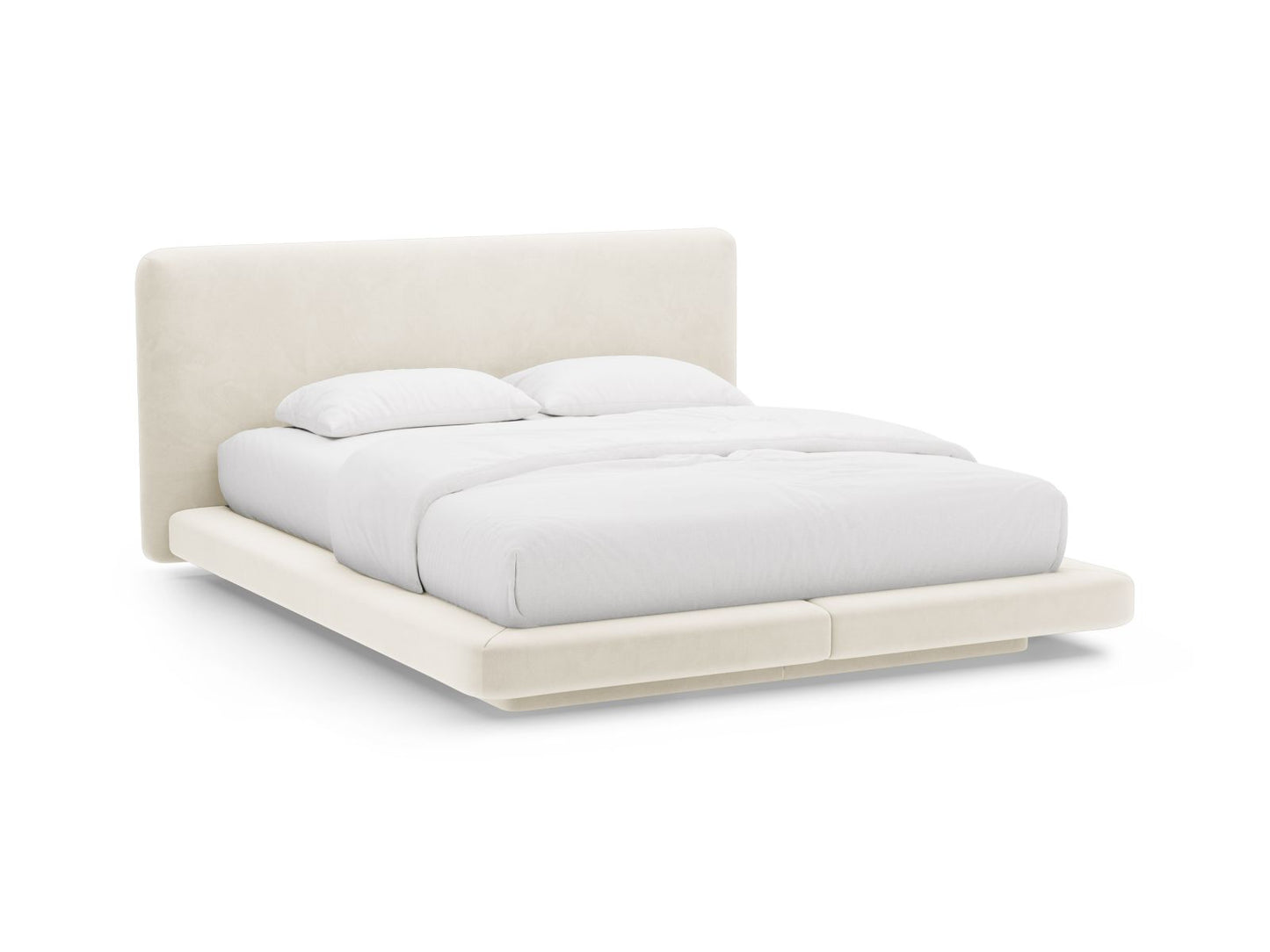 Bett Samt Almond Beige Linea — Ivory