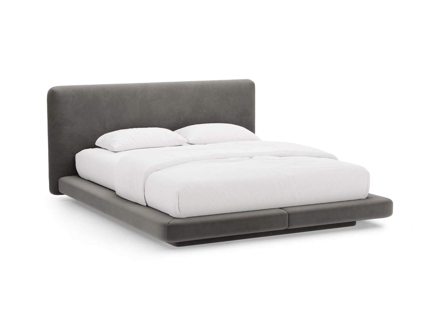 Bett Samt Almond Beige Linea — Dark Grey