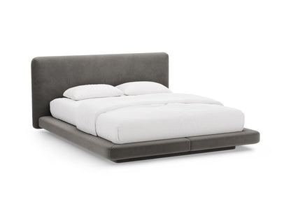 Bett Samt Almond Beige Linea — Dark Grey