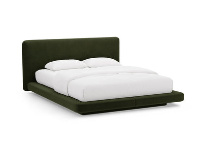 Bett Samt Almond Beige Linea — Army Green