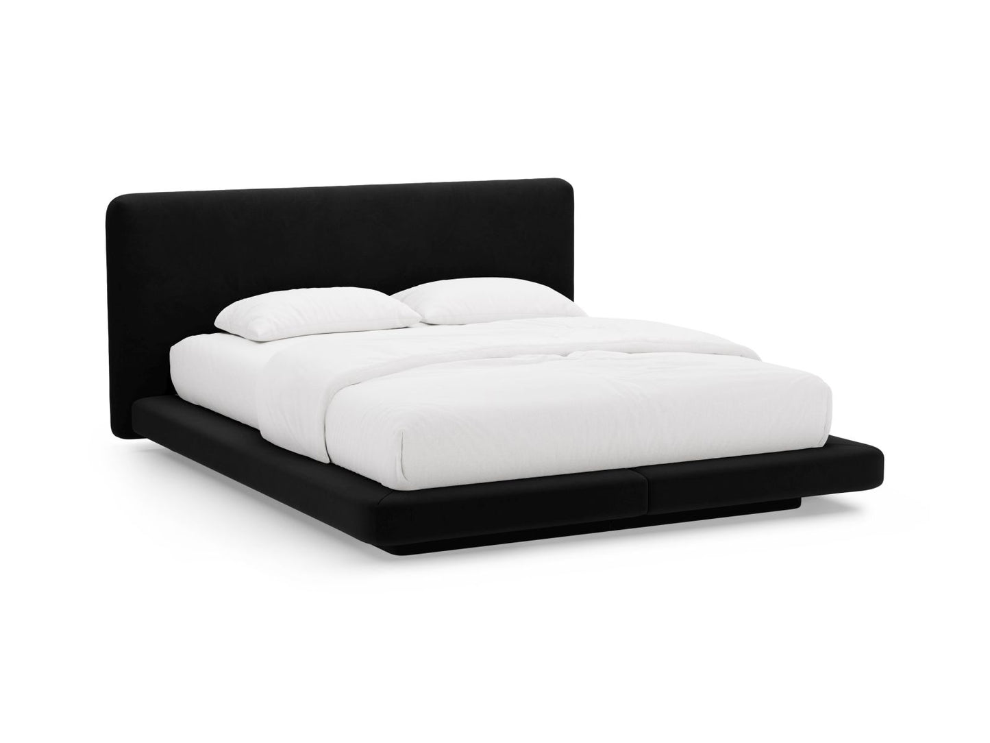 Bett Samt Almond Beige Linea — Black