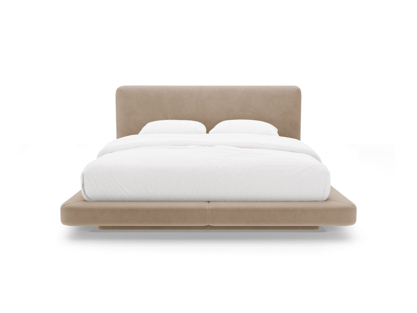 Bett Samt Almond Beige Linea — Detailansicht