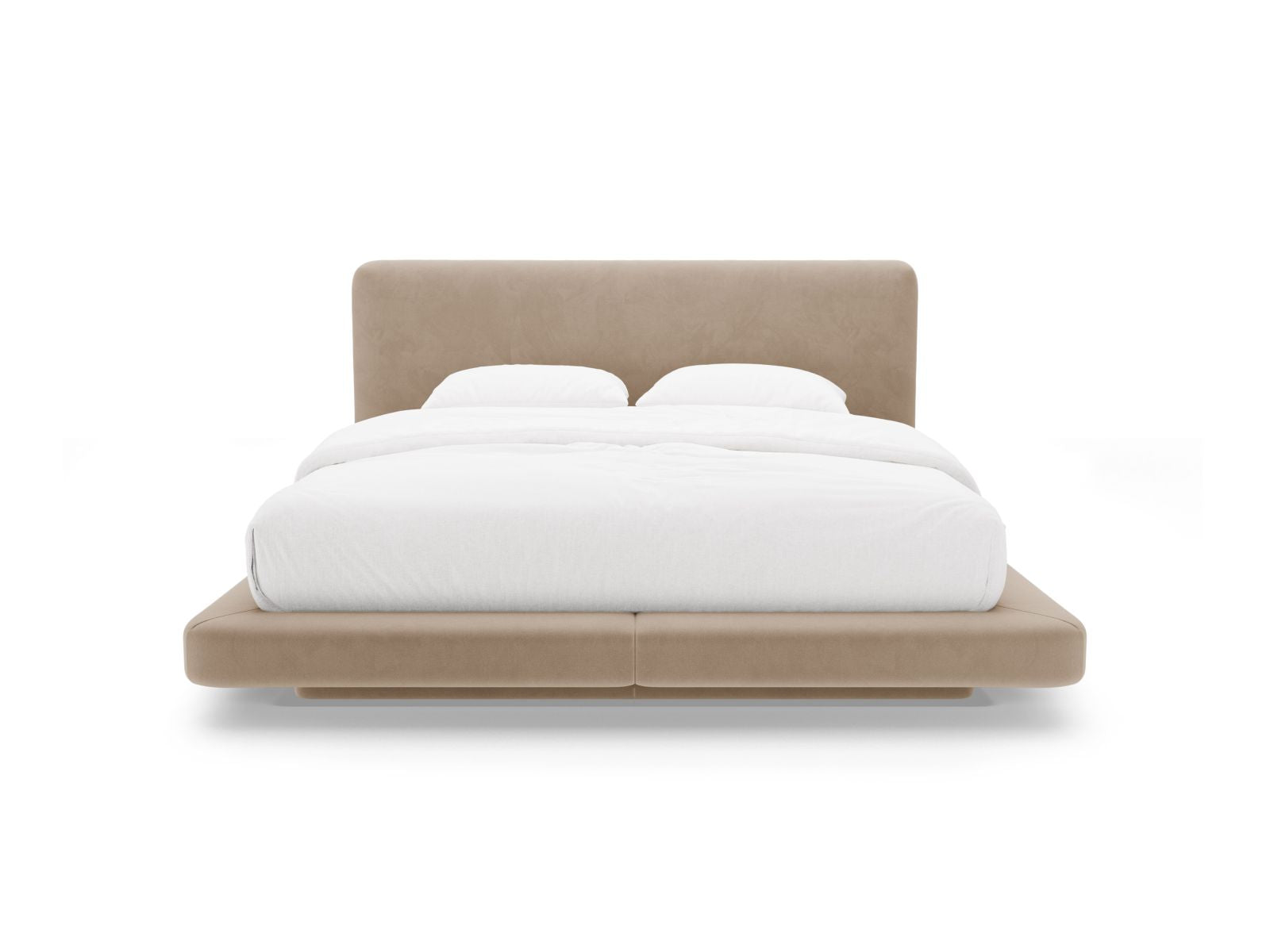 Bett Samt Almond Beige Linea — Detailansicht