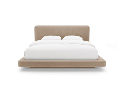 Bett Samt Almond Beige Linea — Detailansicht