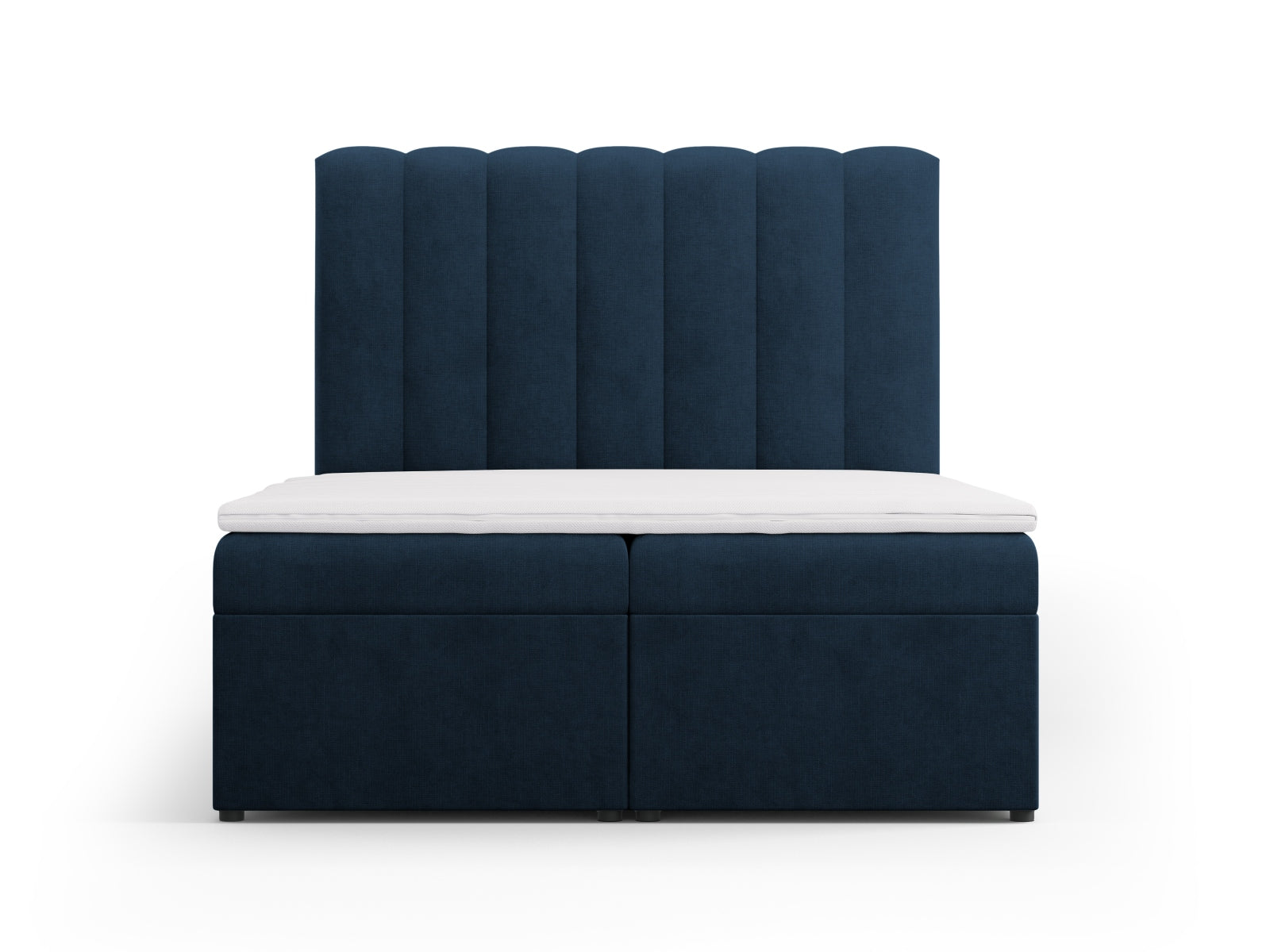 Kelp Boxspring Bed Set: Headboard + Box Springs/Mattress + Mattress Topper — Royal Blue