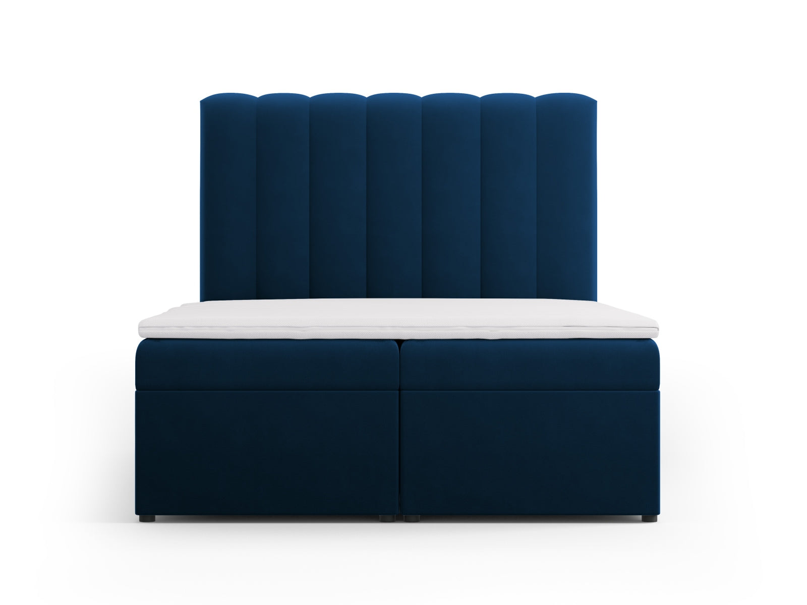 Kelp Boxspring Bed Set: Headboard + Box Springs/Mattress + Mattress Topper — Royal Blue