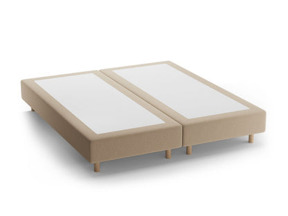 Bettgestell Strukturstoff Beige Whale — Beige / Natural Beech Wood