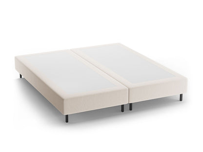Bettgestell Strukturstoff Beige Whale — White / Black Metal
