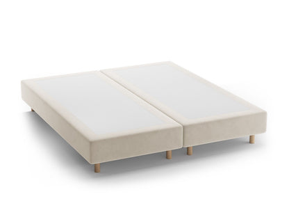 Bettgestell Samt Beige Whale — Beige / Natural Beech Wood