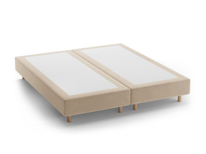Bettgestell Samt Beige Whale — Nude / Natural Beech Wood