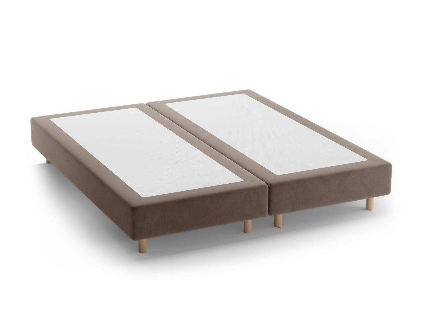 Bettgestell Samt Beige Whale — Warm grey / Natural Beech Wood