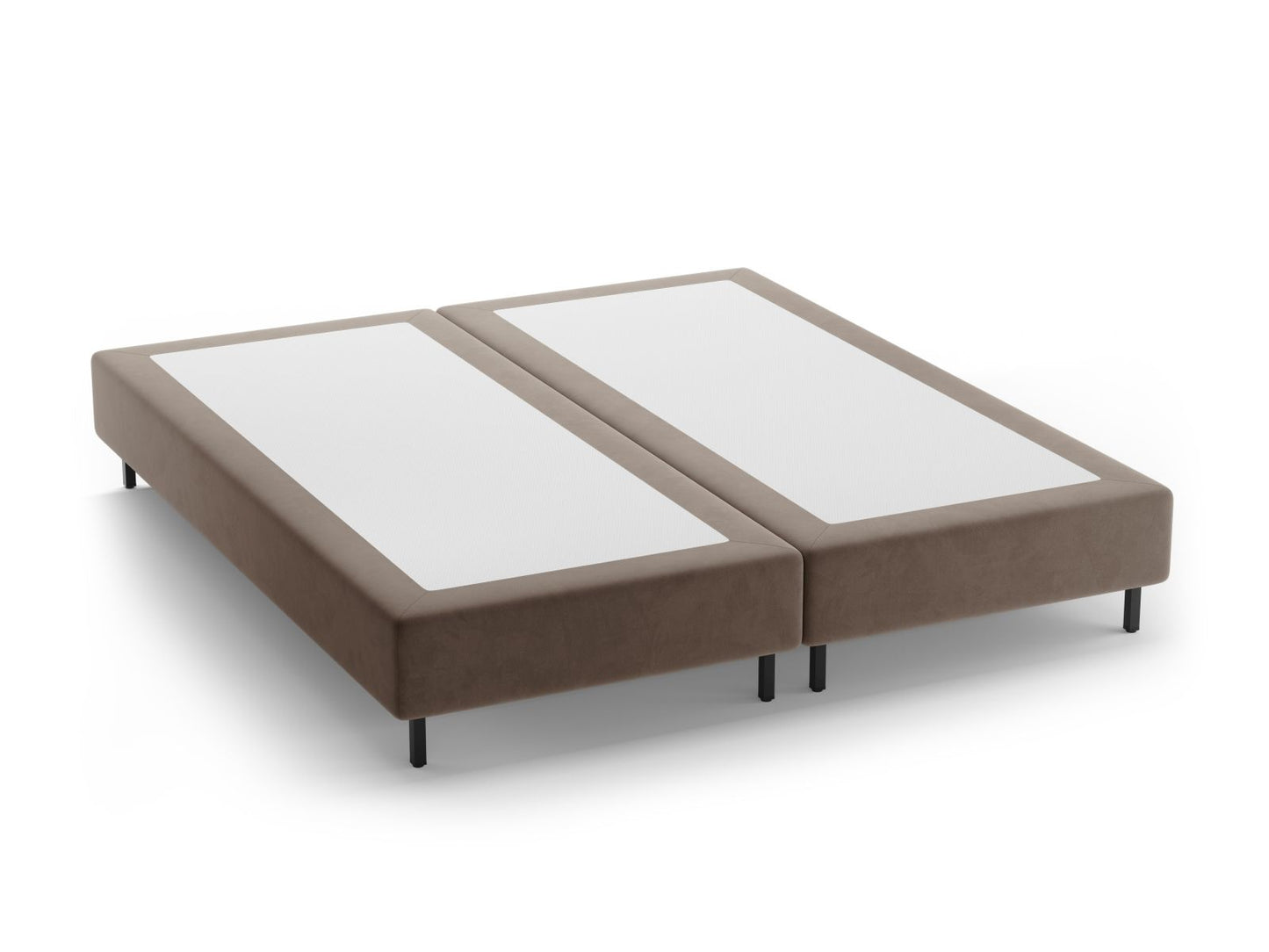 Bettgestell Samt Beige Whale — Warm grey / Black Metal