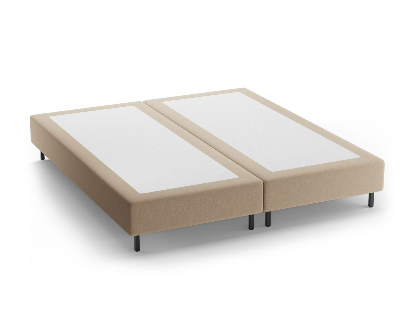 Bettgestell Strukturstoff Beige Whale — Beige / Black Metal