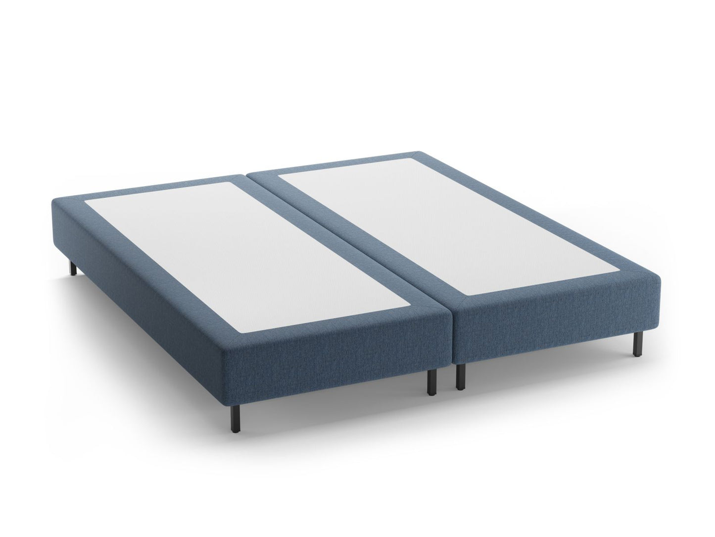 Bettgestell Strukturstoff Beige Whale — Dark Blue / Black Metal