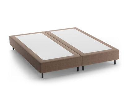 Bettgestell Strukturstoff Beige Whale — Light Brown / Black Metal