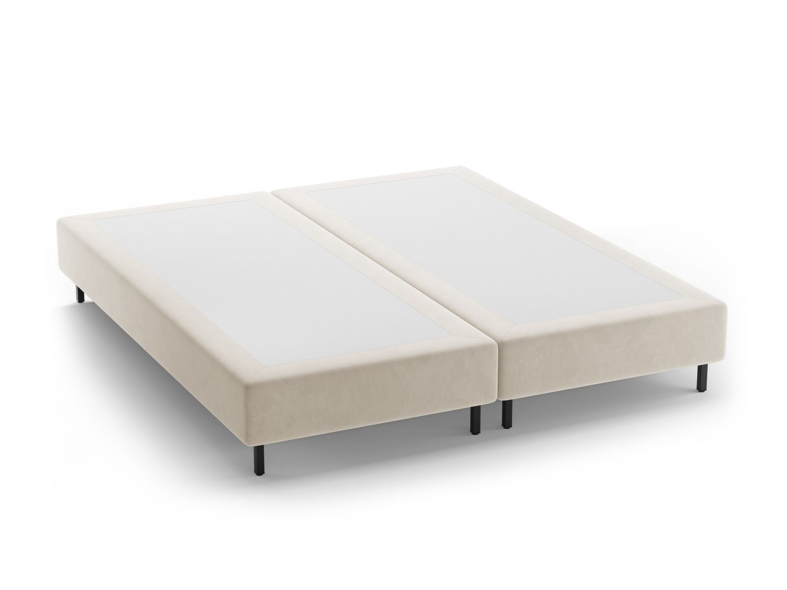 Bettgestell Samt Beige Whale — Beige / Black Metal