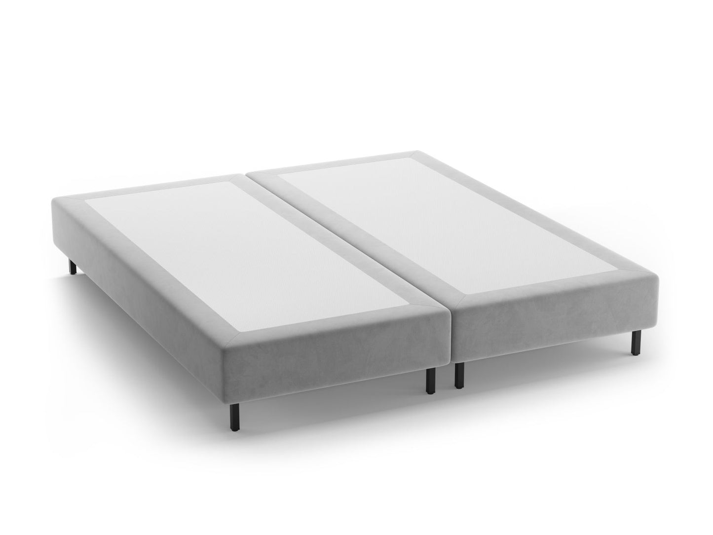 Bettgestell Samt Beige Whale — Light Grey / Black Metal