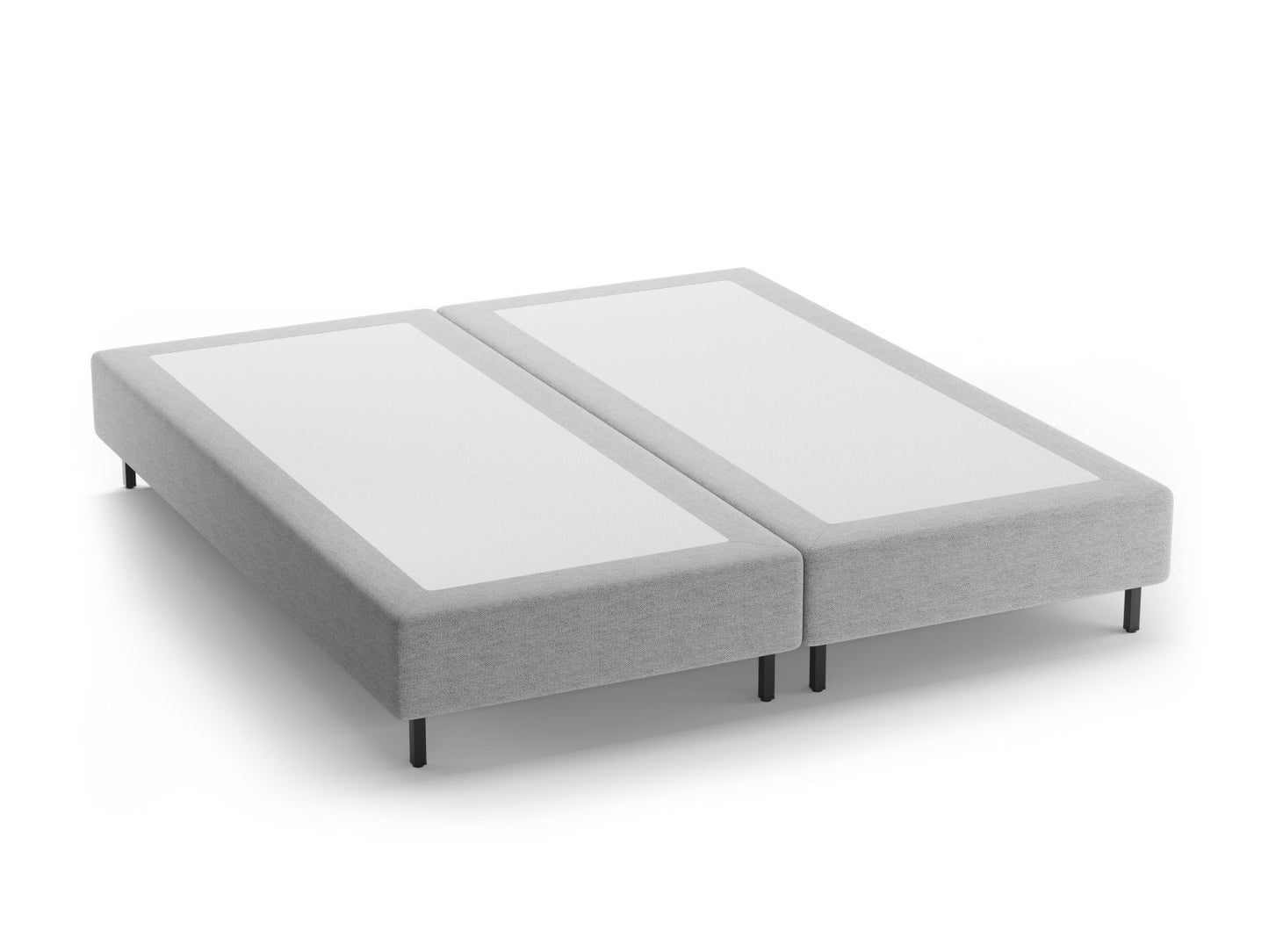 Bettgestell Strukturstoff Beige Whale — Light Grey / Black Metal