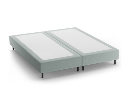 Bettgestell Strukturstoff Beige Whale — Mint / Black Metal