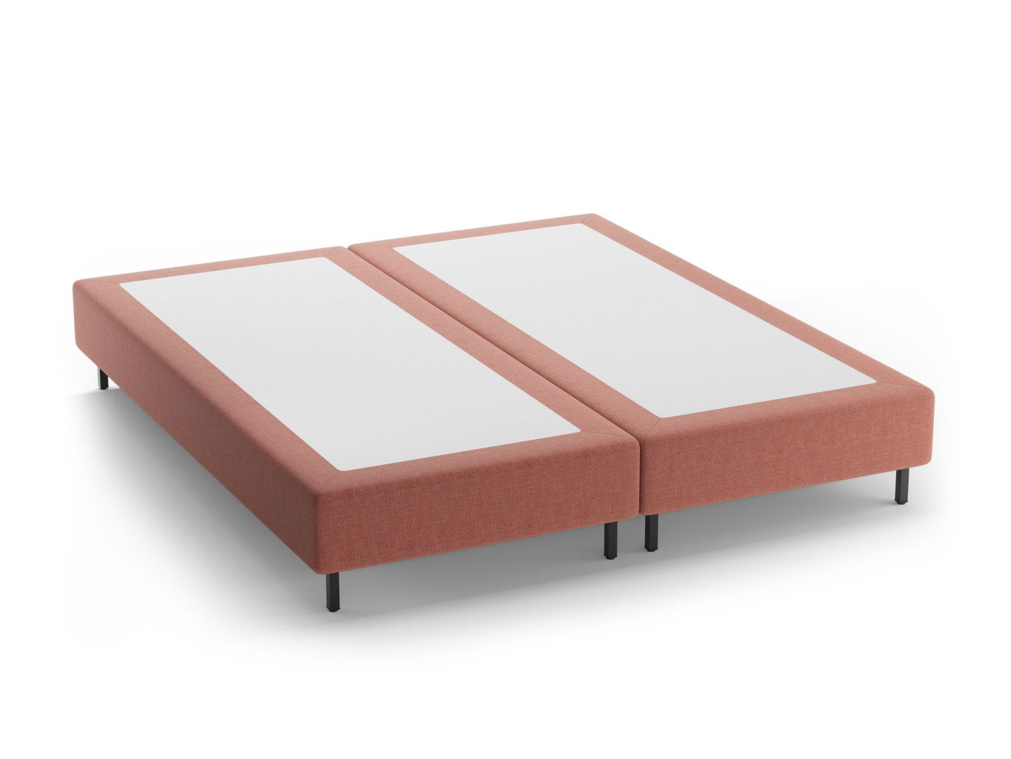 Bettgestell Strukturstoff Beige Whale — Red / Black Metal